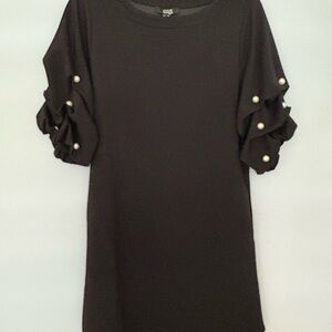 Elegant Black Dress with Pearl Accents